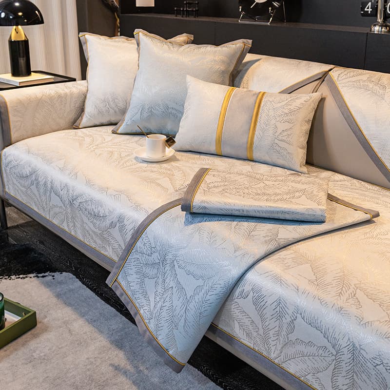 Luxury Ice Silk Sofa Cushion - Summer Cooling & All-Season Use (Breathable, Non-Slip, Modern Design)​​
