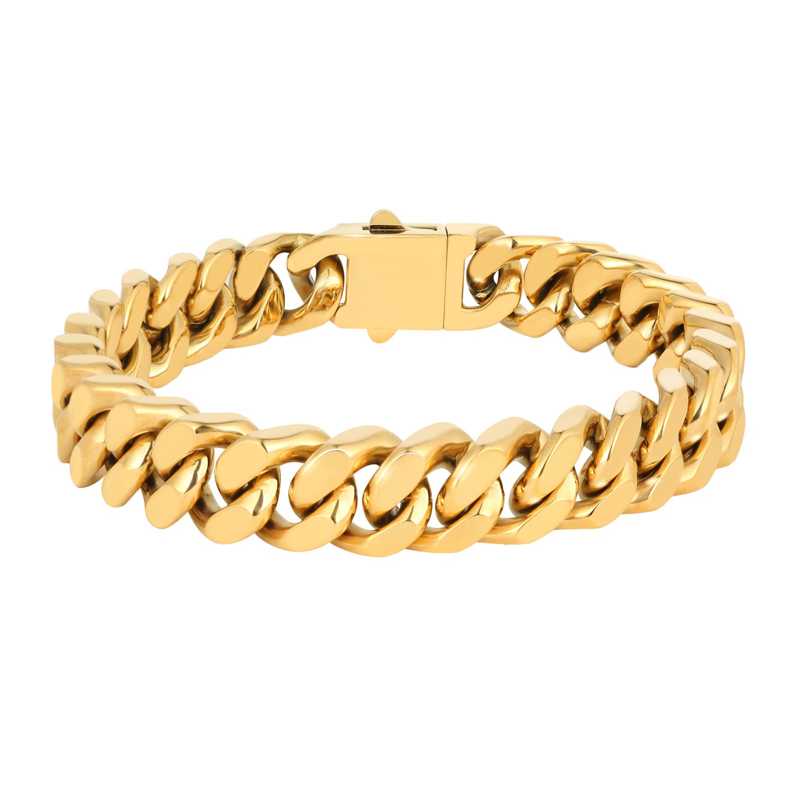 Simple stainless steel four sided grinding bracelet men's hip hop titanium steel bracelet three dimensional cut four sided grinding Cuban bracelet
