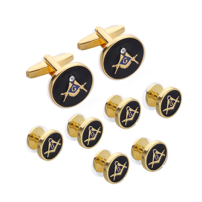 new Masonic round painted cufflinks 8 piece set tuxedo French shirt cuff nails cufflinks