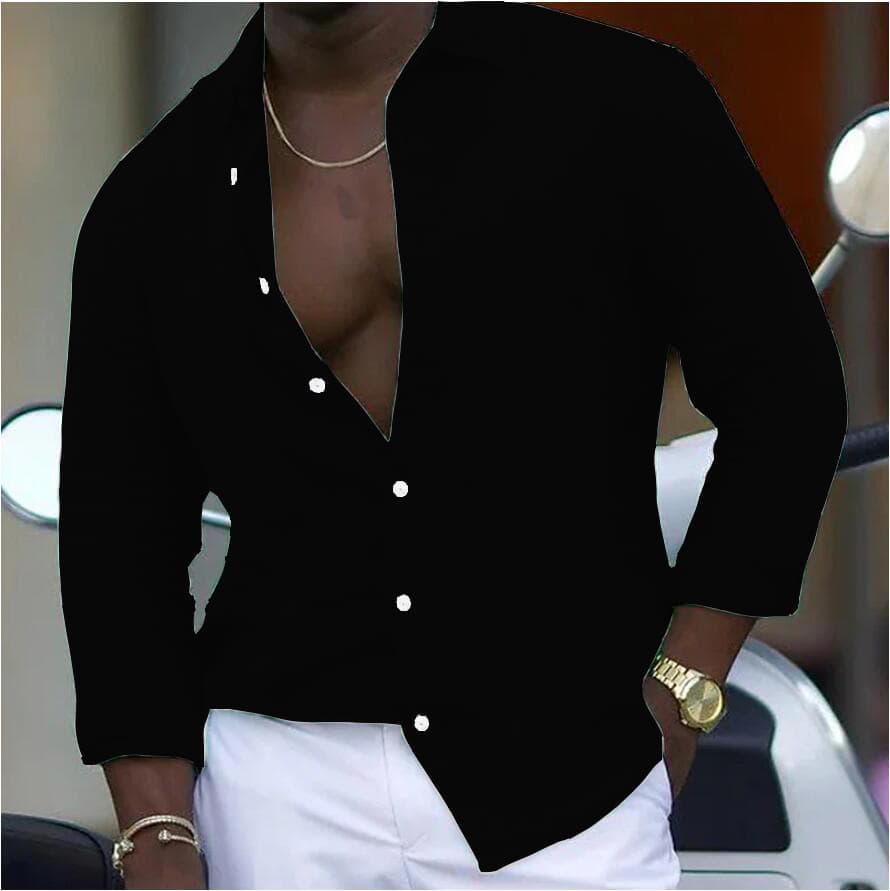 Men's Clothing Cotton And Linen New Men's Long Sleeve Shirt Solid Color Casual Lapel Shirt