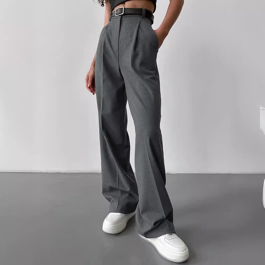 Women's Clothing new women's casual temperament commuting loose straight trousers suit pants