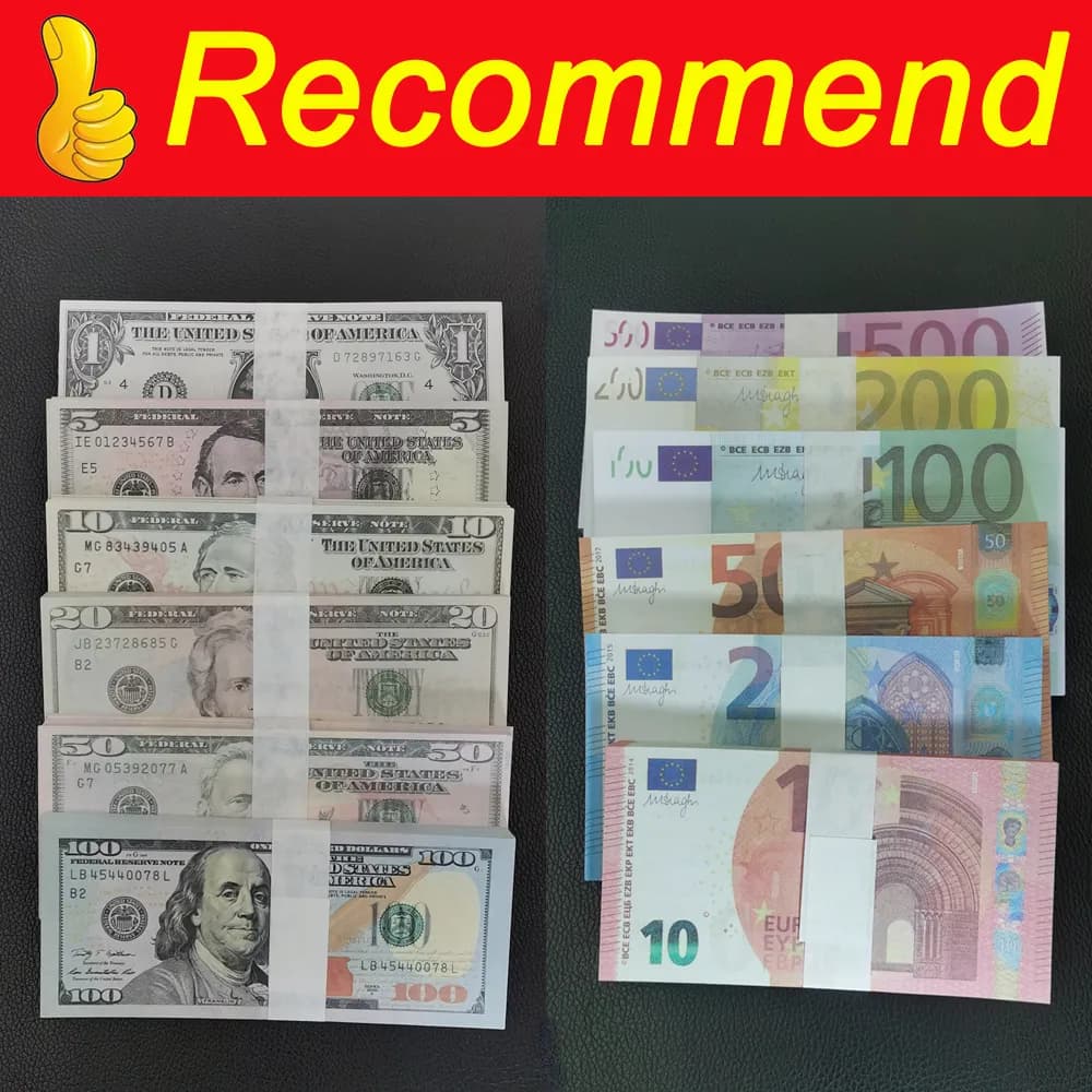 Copy Prop Euro Dollar 10 20 50 100 200 Party Supplies Fa K E Movie Money Billets Play Collection Decoration Game Token