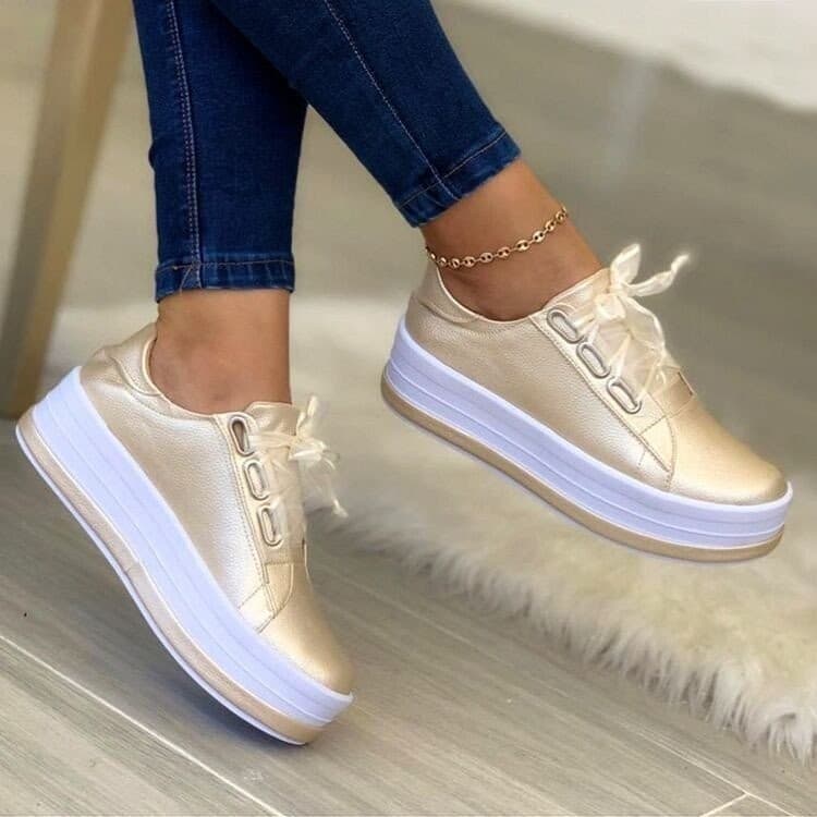 Women’s Shoes Large Size Casual Shoes For Women New Round Head Thick Bottom Casual Viscose Shoes
