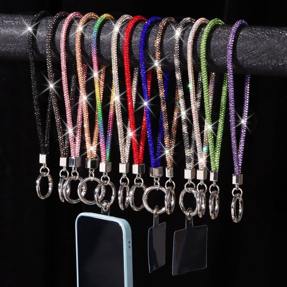 Glitter Rhinestone Lanyard 24cm Wrist Straps Keychain Hanging Anti-lost Rope BlingBling Crystal Phone Strap