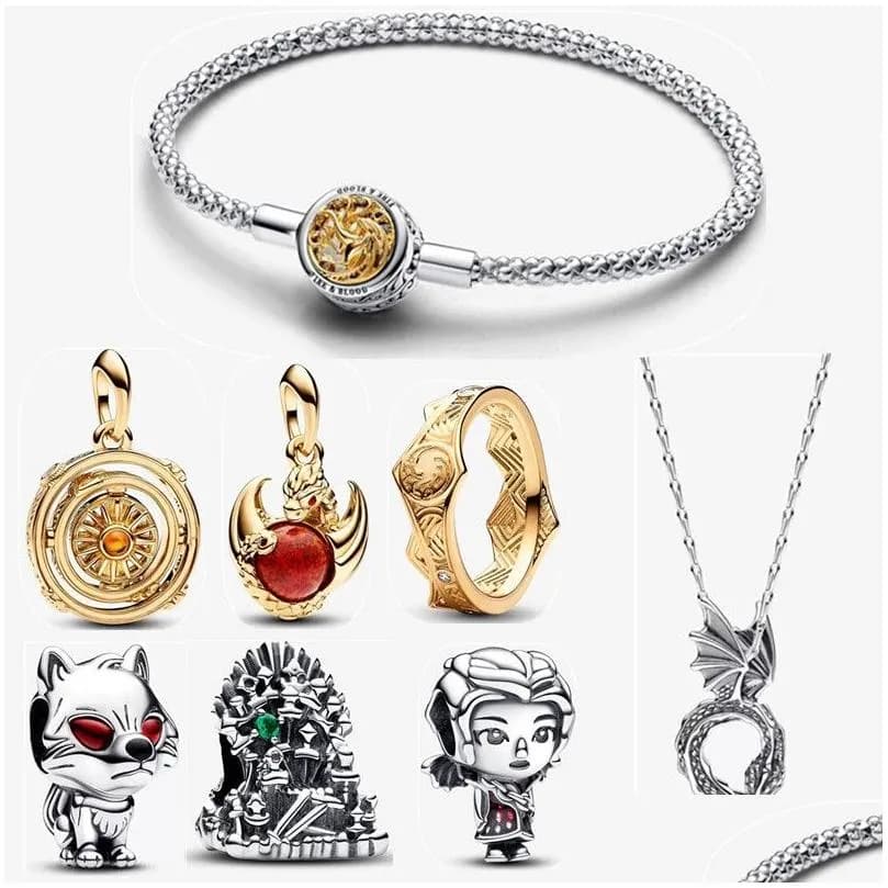Charm Bracelets 2023 Halloween New Designer For Women Jewelry Diy Fit s Bracelet Earring Gold Ring Game Dragons Glass
