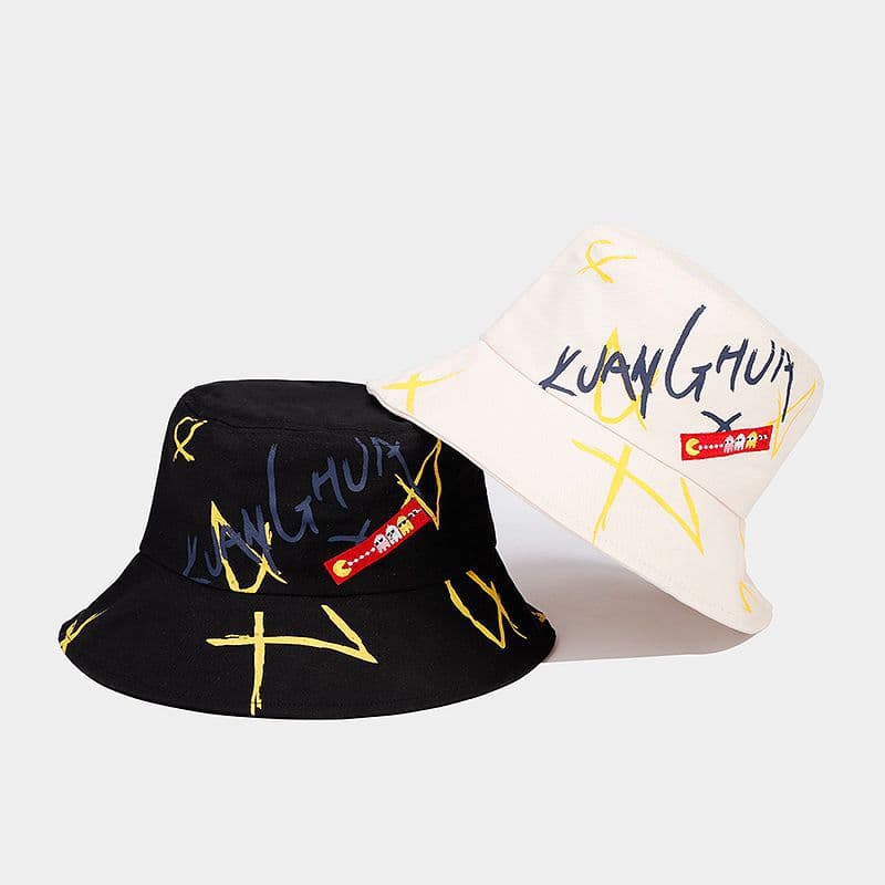 New graffiti alphabet fisherman hat men and women basin hat fashion outdoor sun protection sun visor hat