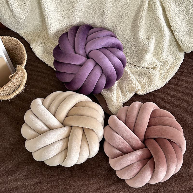 Luxury Velvet Round Cushion - 3-Strand Woven Pillow For Sofa/Bed/Bay Window (Plush Home Decor Accent)​​