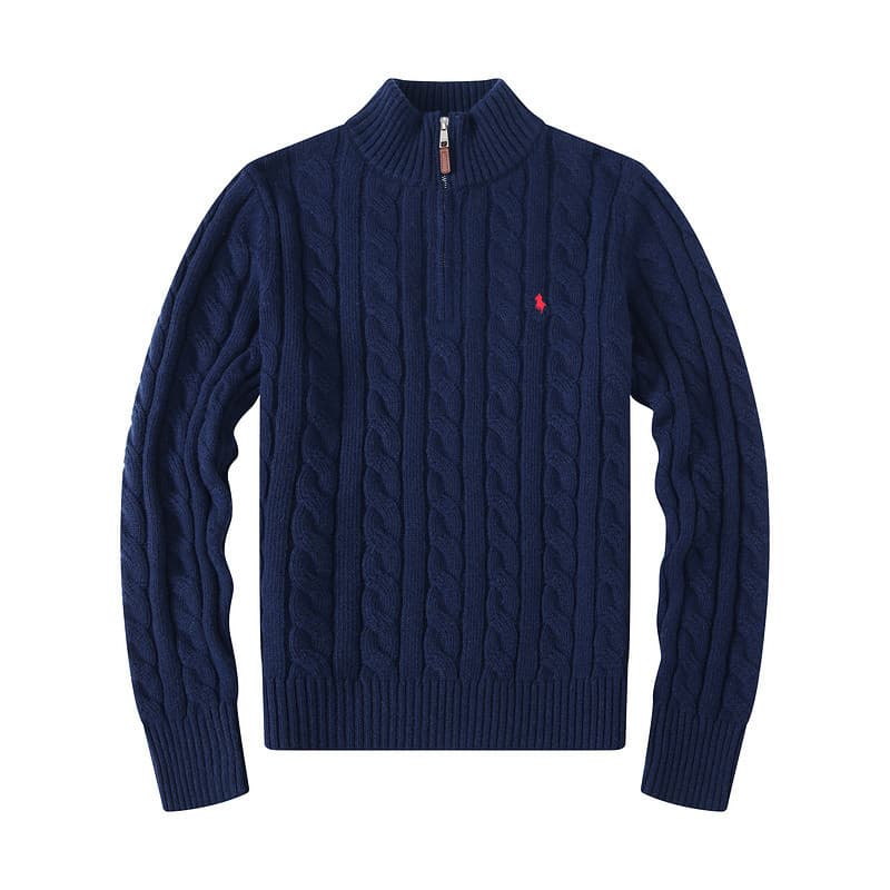Pull d'hiver à fermeture éclair Pull en tricot torsadé Pull en laine décontracté Pull épais et chaud
