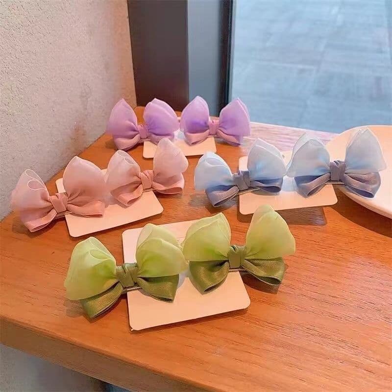 Foreign-style cute children's jelly three-dimensional bow clip ears full cloth headdress hair clip does not hurt the baby clip