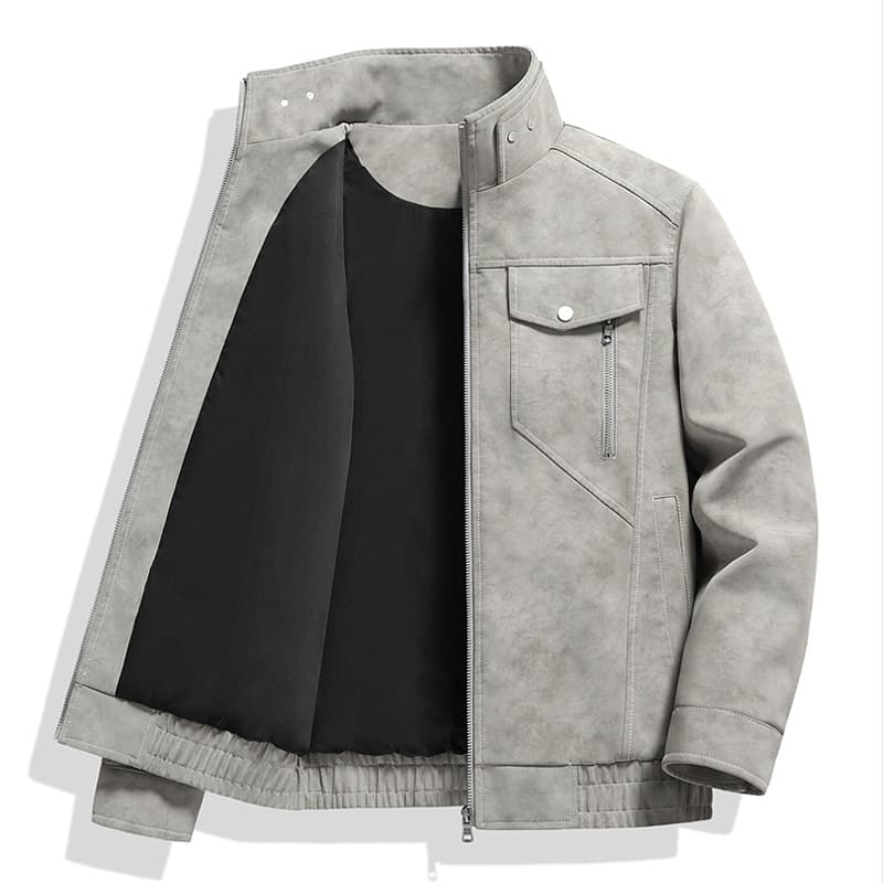 Men's Clothing Handsome Stand Collar Retro Suede Jacket Men's Spring Outdoor Windproof And Waterproof Motorcycle Jacket High End Leather Jacket Men