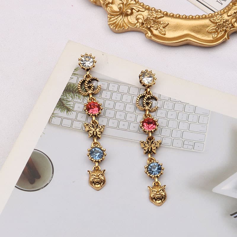 Hot Selling Double Letter C Geometric Long Earrings Pearl Tassels Simple and Gentle Women's Earrings Fashionable and Elegant Accessories