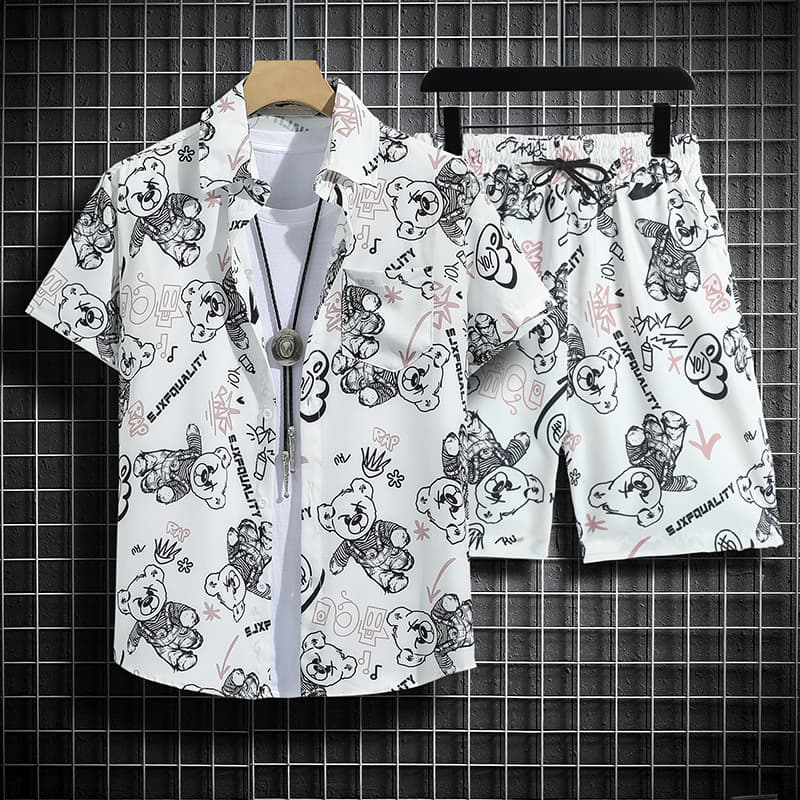 Men's Clothing Hawaiian Flower Shirt Beach Suit Men's Summer Thin Sanya Travel Couple Seaside Vacation Style Travel Wear