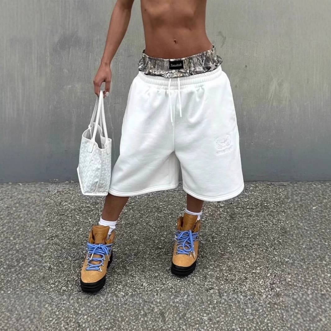 Men's Clothing Double Waist Shorts Men's Loose Fashion High Street Trendy Casual Short Sweatpants