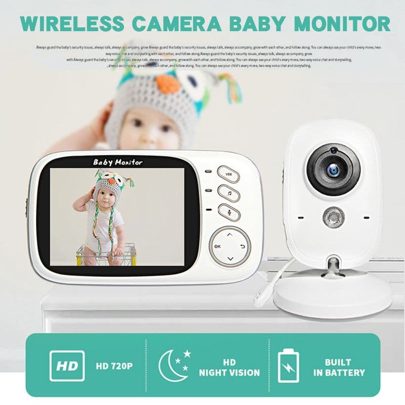 HD 720P Wireless Baby Monitor - Two-Way Audio, Night Vision, Temp Monitoring, Rechargeable