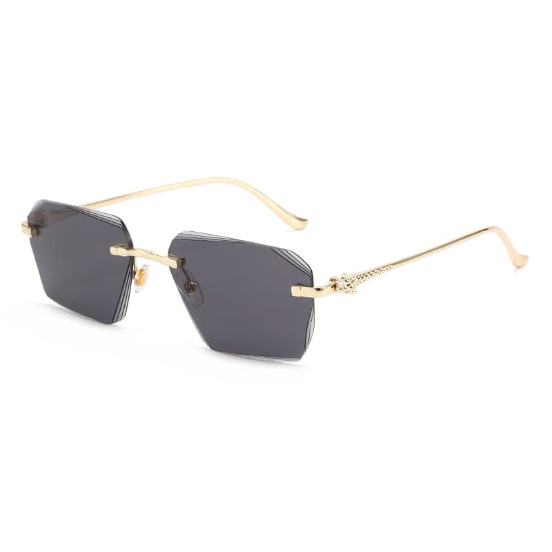 European And American Style Frameless Leopard Temple Sunglasses For Men And Women, Personalized Street Style Sunglasses
