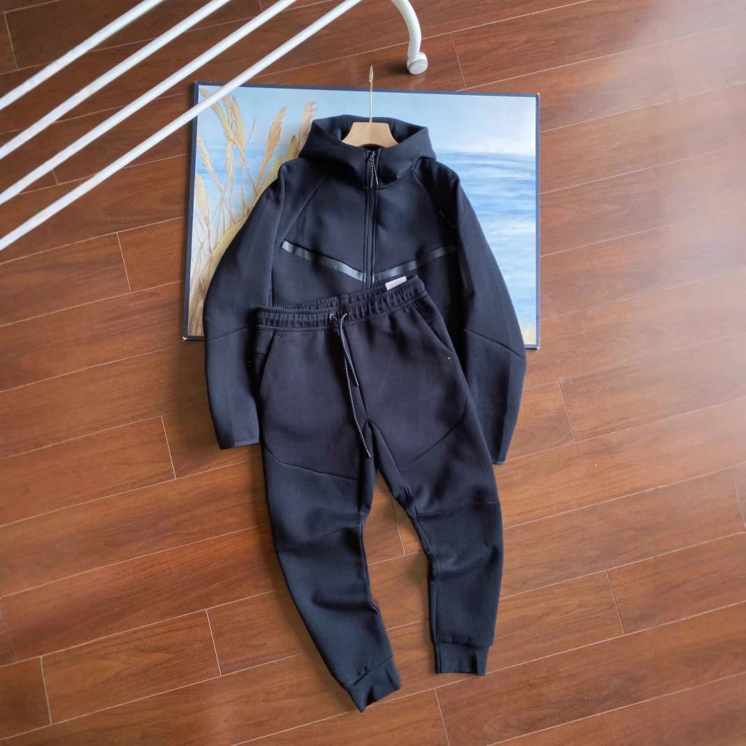 Ensemble veste et pantalon de survêtement laminé TECH FIEECE, style décontracté, hiver, printemps et automne, avec fermeture éclair.