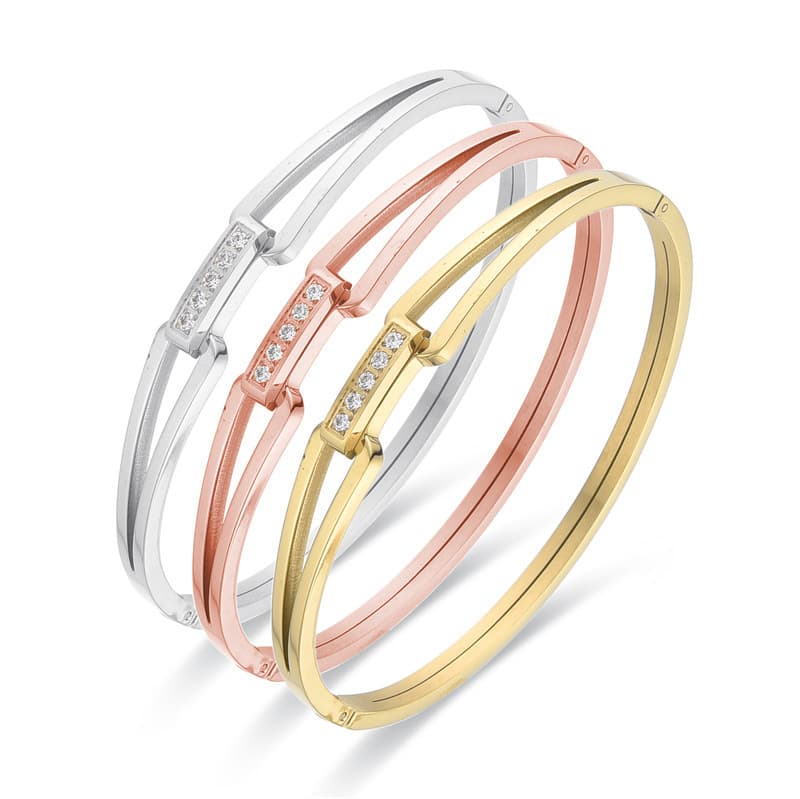 Bangles Titanium Steel Fashion Niche Bracelet Hollow Diamond Design Stainless