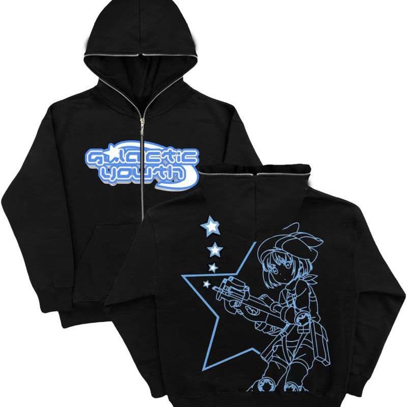 2023 Full Zip Y2K Full Zip Cardigan Jacket Men's Japanese Hoodie