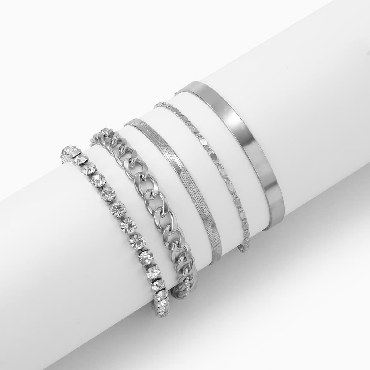 Bracelet en diamant pour femme, tendance rétro, chaîne en os de serpent, bracelet lisse en métal de style hip-hop punk