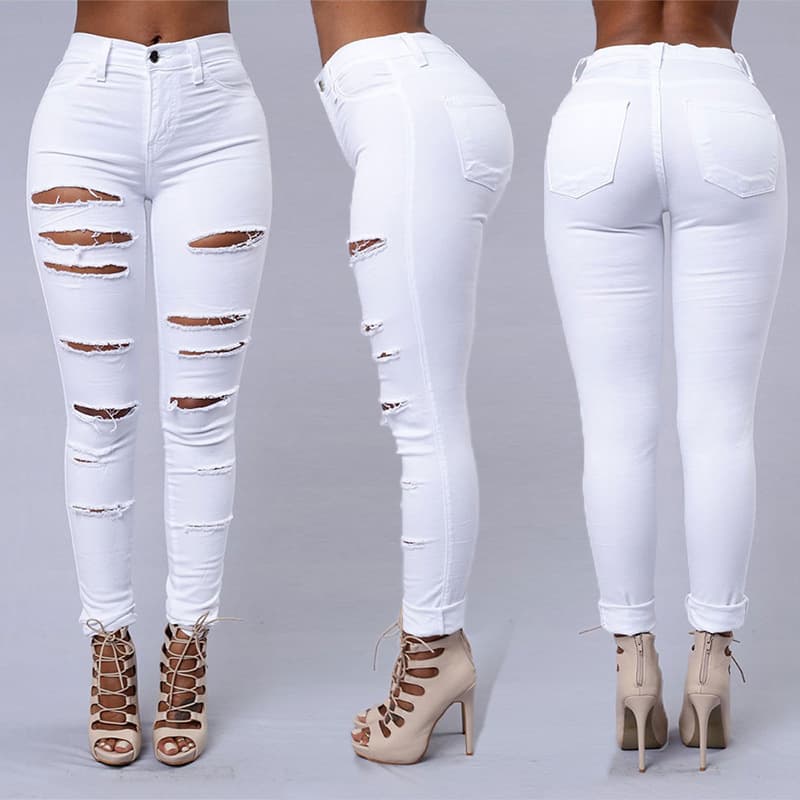 ripped jeans women's pencil pants women's jeans