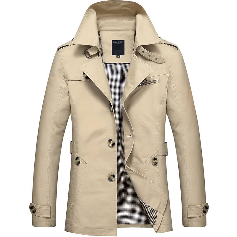 Men's Clothing Spring And Autumn Men's Trench Coat Men's Washed Cotton Jacket Men's Fashionable Jacket