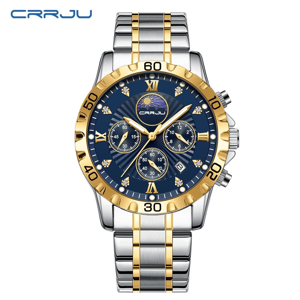 Montre à quartz multifonctionnelle pour homme avec affichage de la date, grand cadran, résistante à l'eau, style décontracté et professionnel. Montre grand cadran étanche.