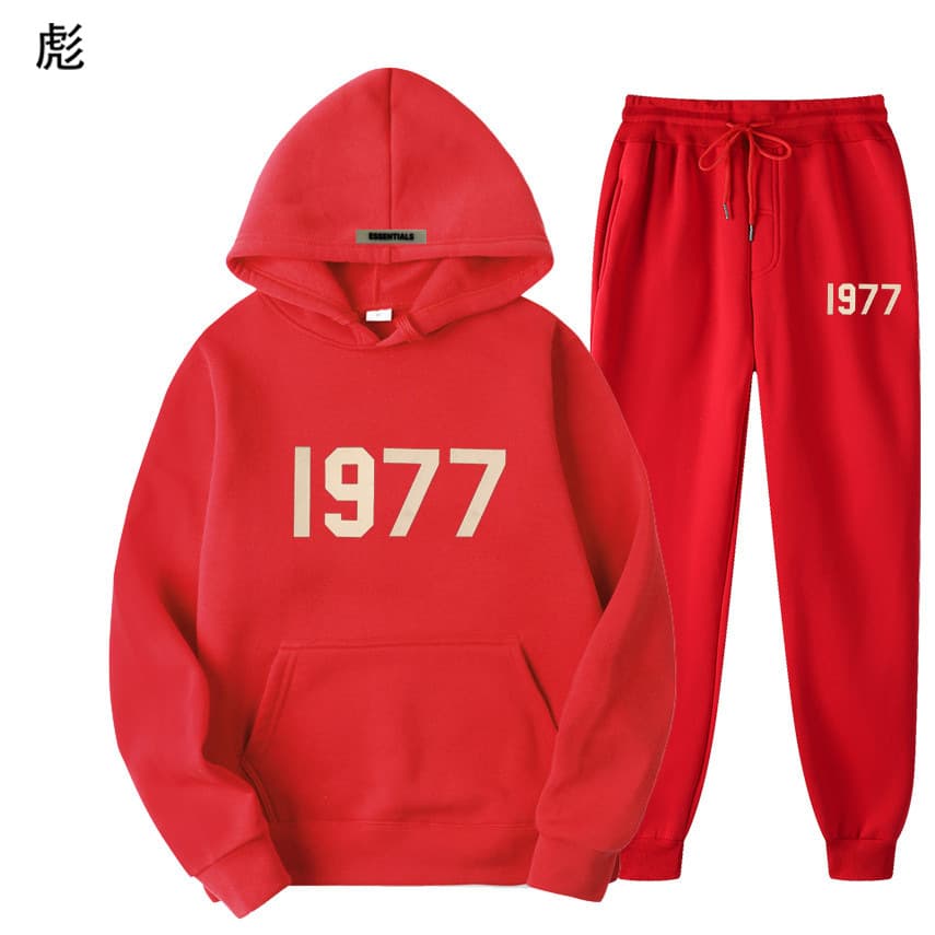 Ensemble pull polaire ample ESSENTIALS Double FOG Fashion Brand High Street, sweat à capuche unisexe avec inscription 1977.