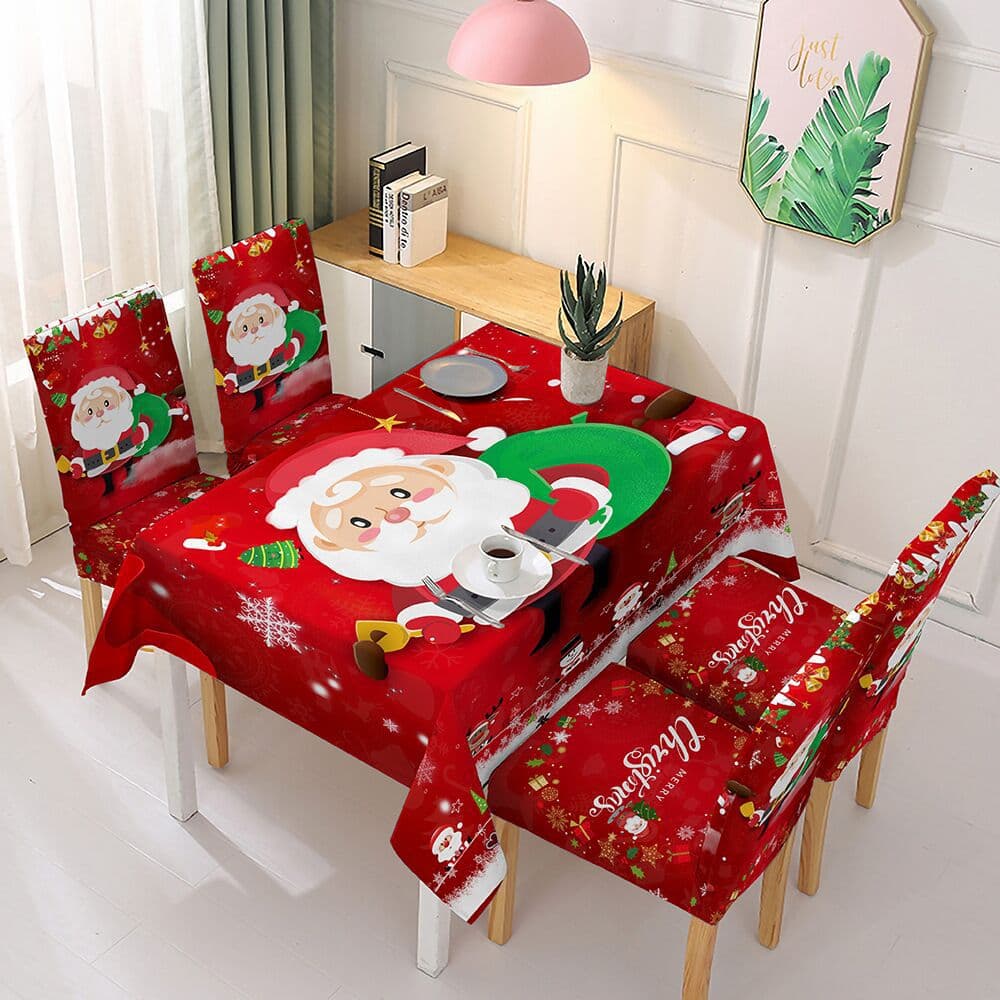 Christmas Tablecloth, Dining Table, Chair Cover, Decorative Elastic One-piece Absorbent Tablecloth