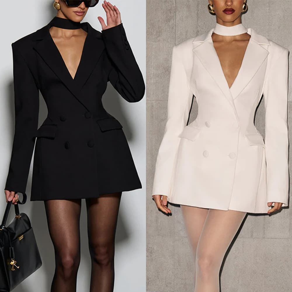 Women's Clothing Elegant Slim Fit Cardigan Solid Color Long Sleeve Lapel Suit Blazer Top
