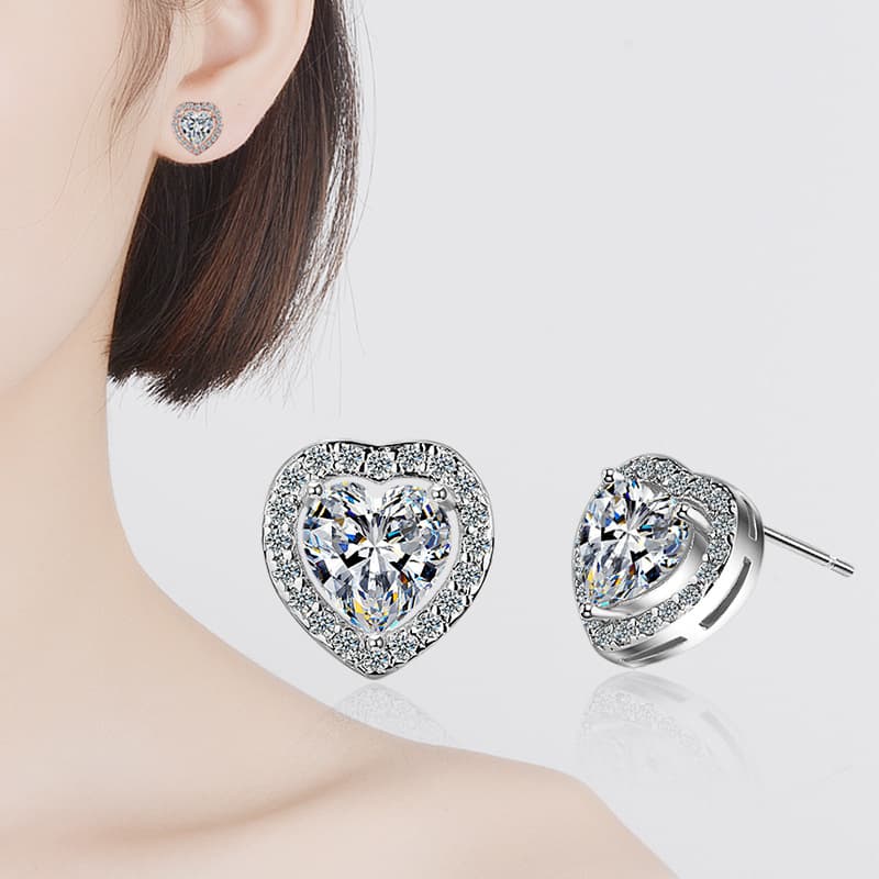 Fashion Diamond Heart Shaped Zircon Earrings Earrings Temperament Earrings