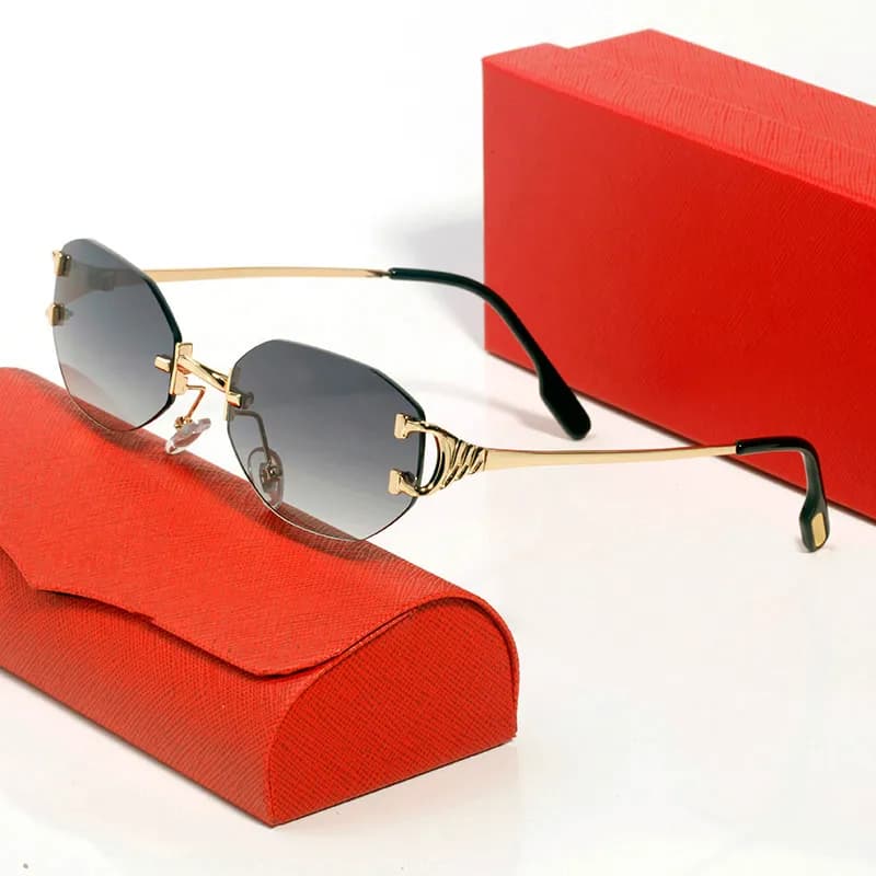 sunglasses for women designer man 2543Composite Metal Rimless Optical Frame Classic Rectangle Square gold sunshade