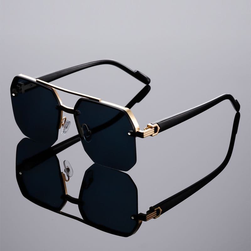 2026 New Classic Metal Square Half-Frame Fashion Trend Men's Driving UV Protection Sunglasses