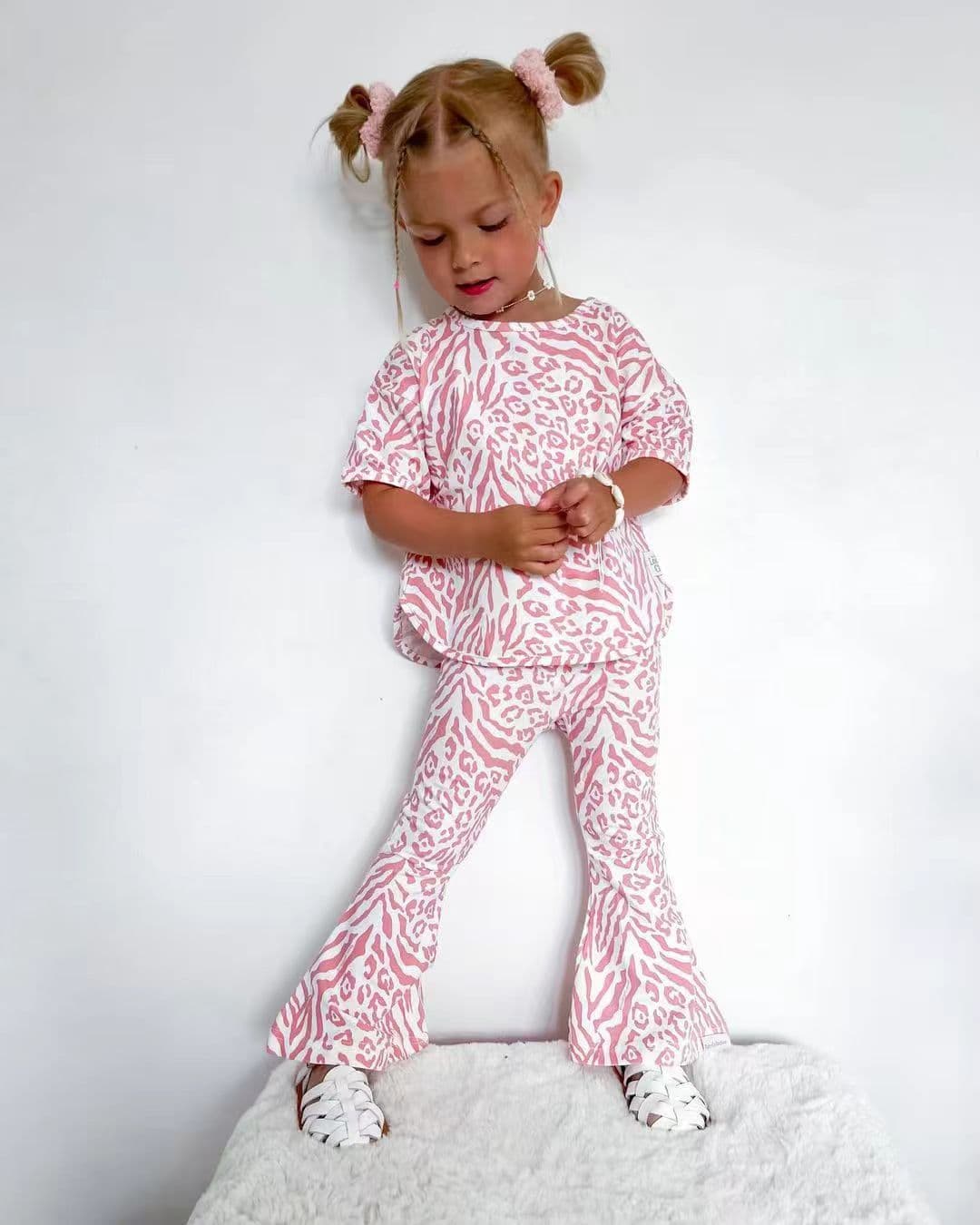 Baby Clothing Children's dress Girls lips T-shirt bell bottoms trousers short sleeve suit