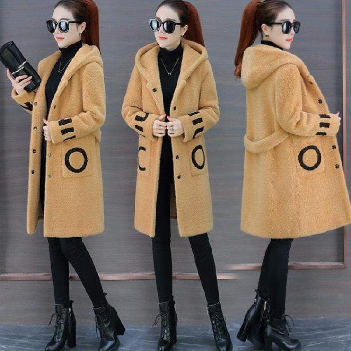 Manteau femme hiver agneau cachemire longueur moyenne printemps et automne style étranger coupe-vent nouveau polyvalent