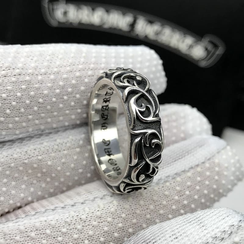 European And American Cross-Border Kro Heart Personality Cross Pattern Trendy Retro Thai Silver Eternal Vine Ring