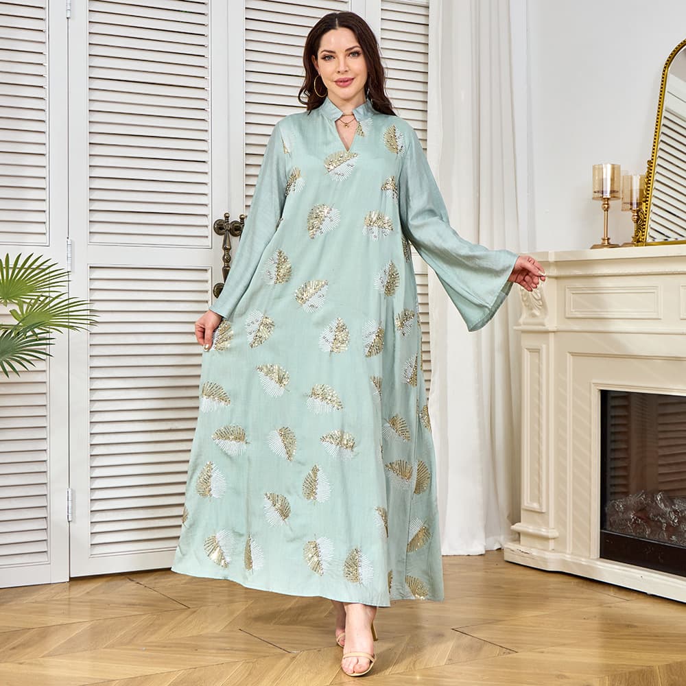 Women's Clothing Muslim Elegant Dress Middle Eastern Women's Clothes Abaya Beaded Diamond Robe Dubai