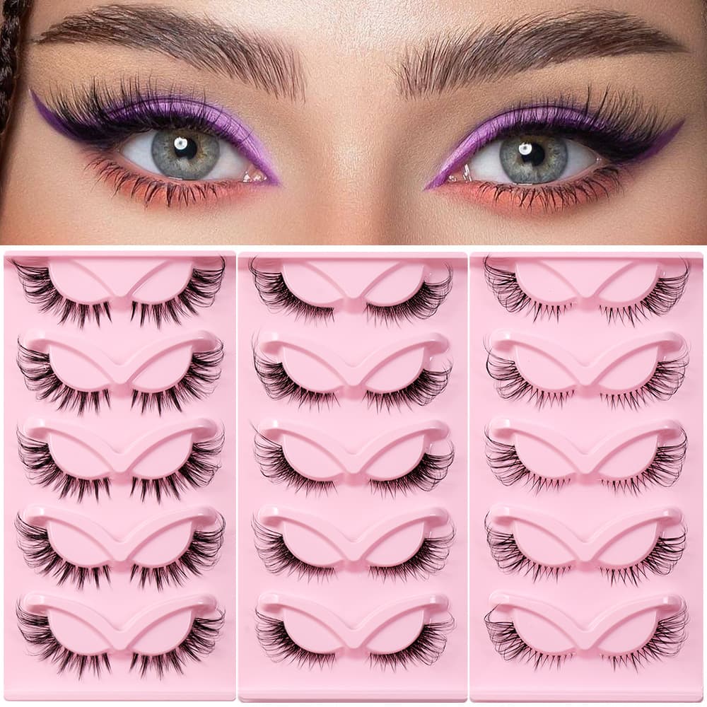 Lash extension set 5 pairs of oblique flying fox eye false eyelashes natural thick eyelashes simulating cat eye eyelashes