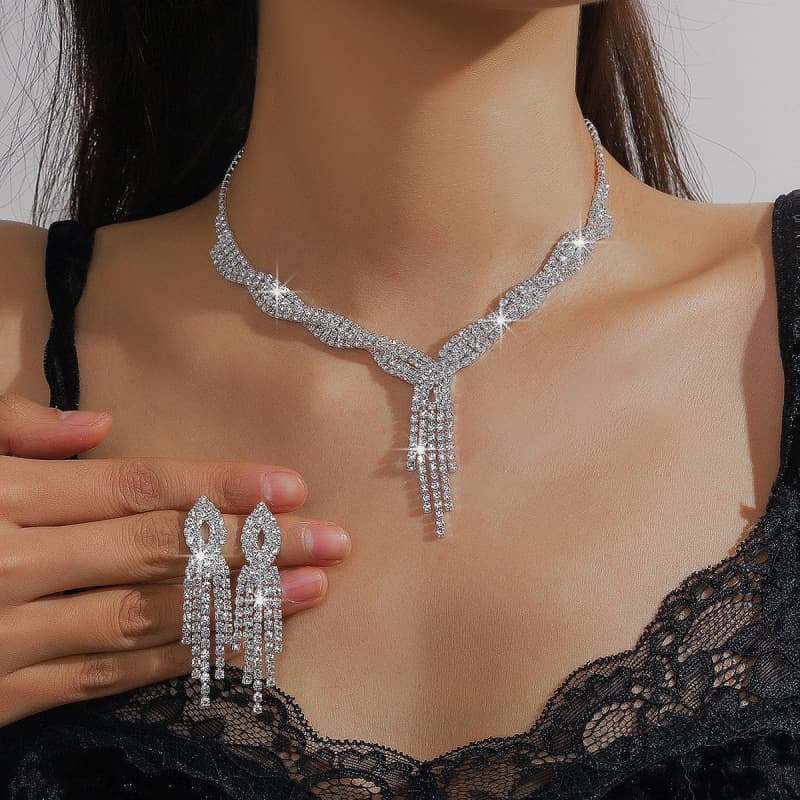 bridal jewelry necklace earrings jewelry set banquet dress necklace fashionable and versatile temperament accessories