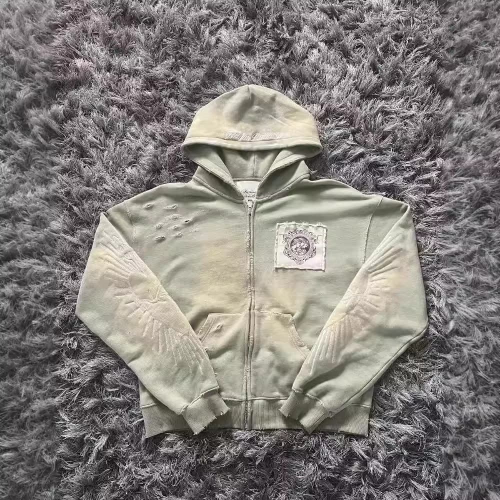 Cross-Border 9OESH Printed Hoodie Sweatshirt 2025 New Hot-Selling Versatile Zipper Cardigan Jacket