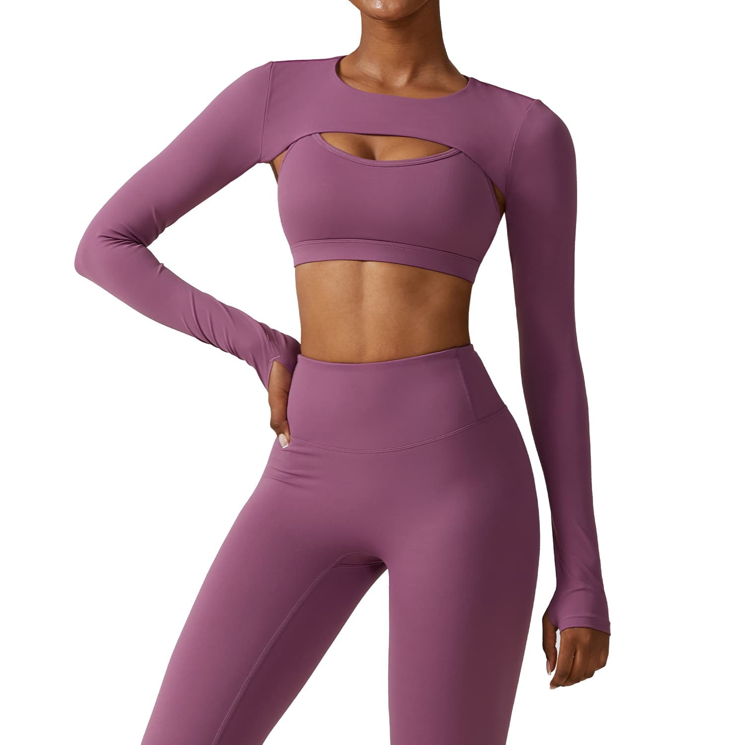 Women's clothing outer sports waistcoat long-sleeved shawl yoga clothing naked fitness clothing top running sports cover-up