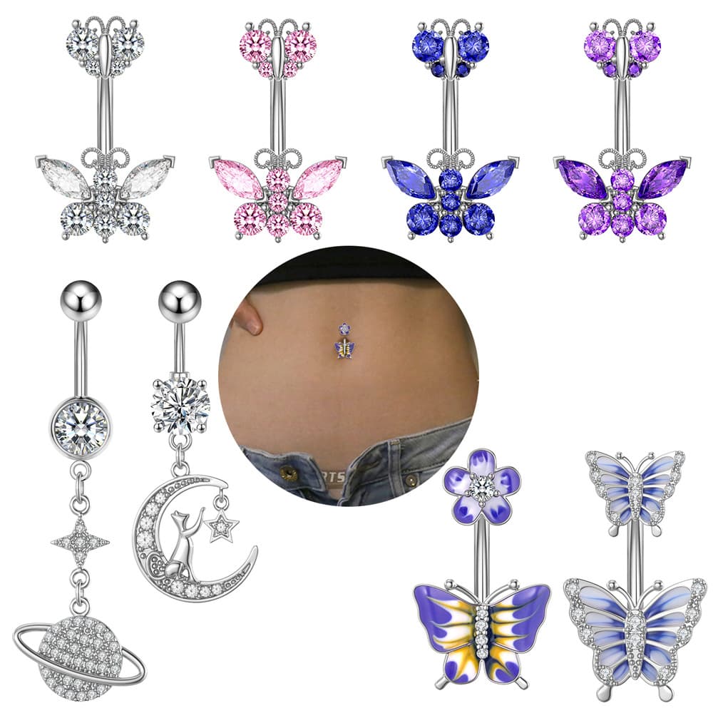 Women's Jewelry Zircon Belly Button Nail Oiled Belly Button Ring Piercing Jewelry