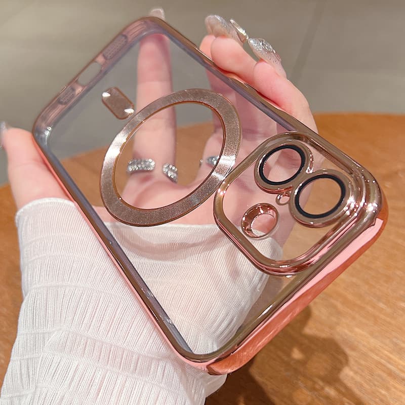 Soft Plating Clear Lens Protect Case For IPhone 16 15 14 Plus 13 12 11 Pro XS Max XR Magnetic For Wireless Charge Cover
