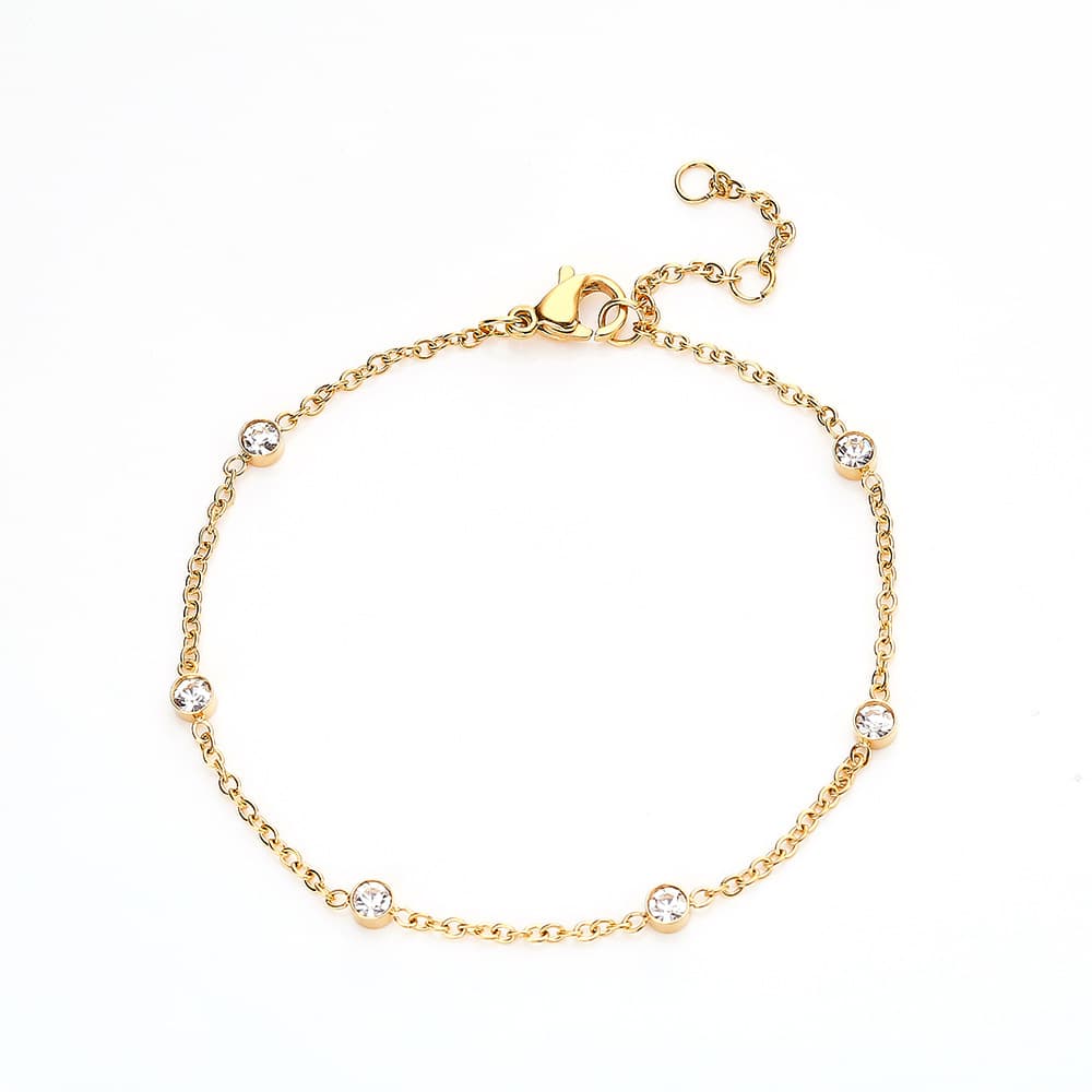 Women's Jewelry Small Fresh Hand Jewelry Simple Plain Style Girlfriends Internet Celebrity Single Diamond Six Diamond Stainless Steel Bracelet
