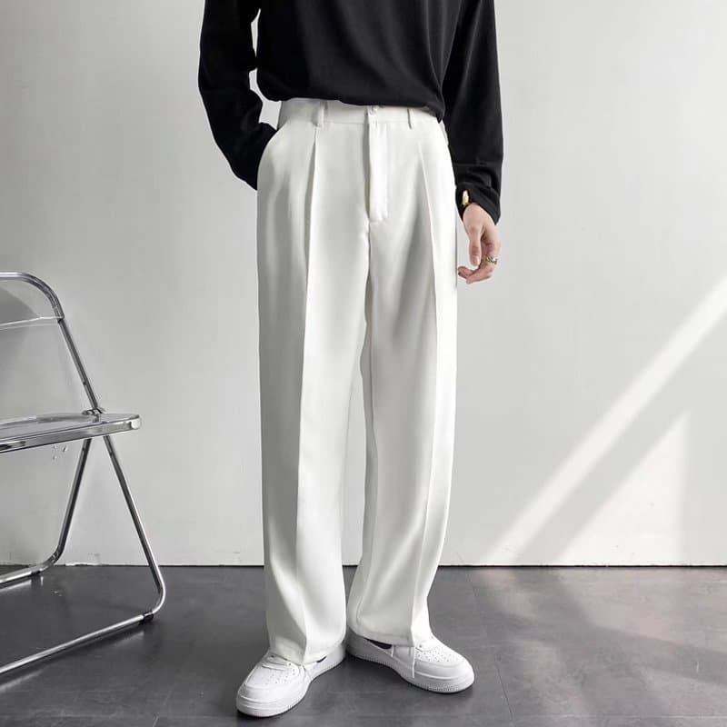 Men's Clothing Simple Classic Solid Color Trousers Drape Versatile Trousers Pleated Spring And Autumn Loose Trousers Korean Style Business