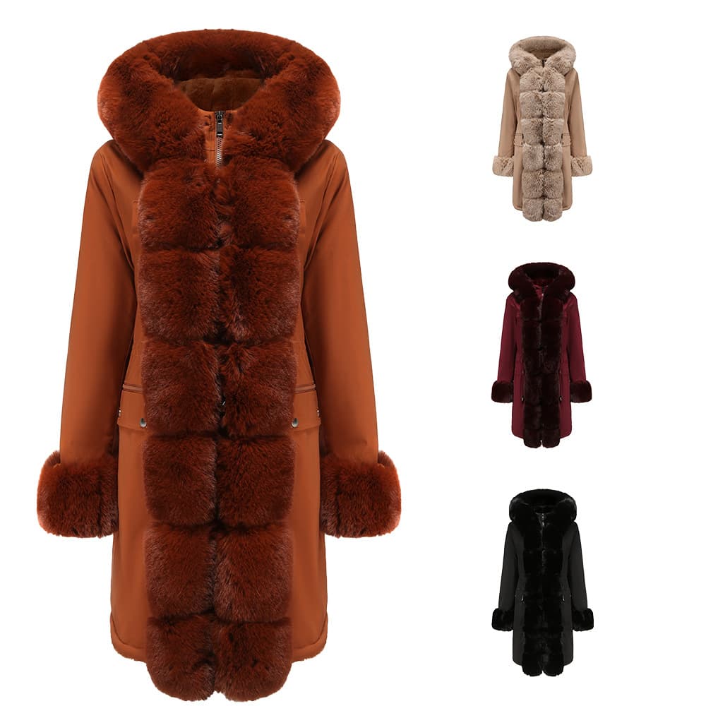 Women's Clothing Women's autumn and winter fleece cotton coat women's detachable fur collar warm party overcome