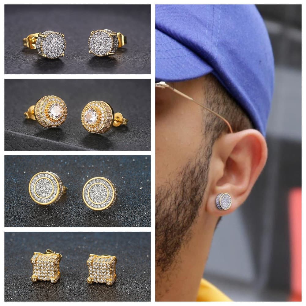 Hip hop Zircon Earrings for men