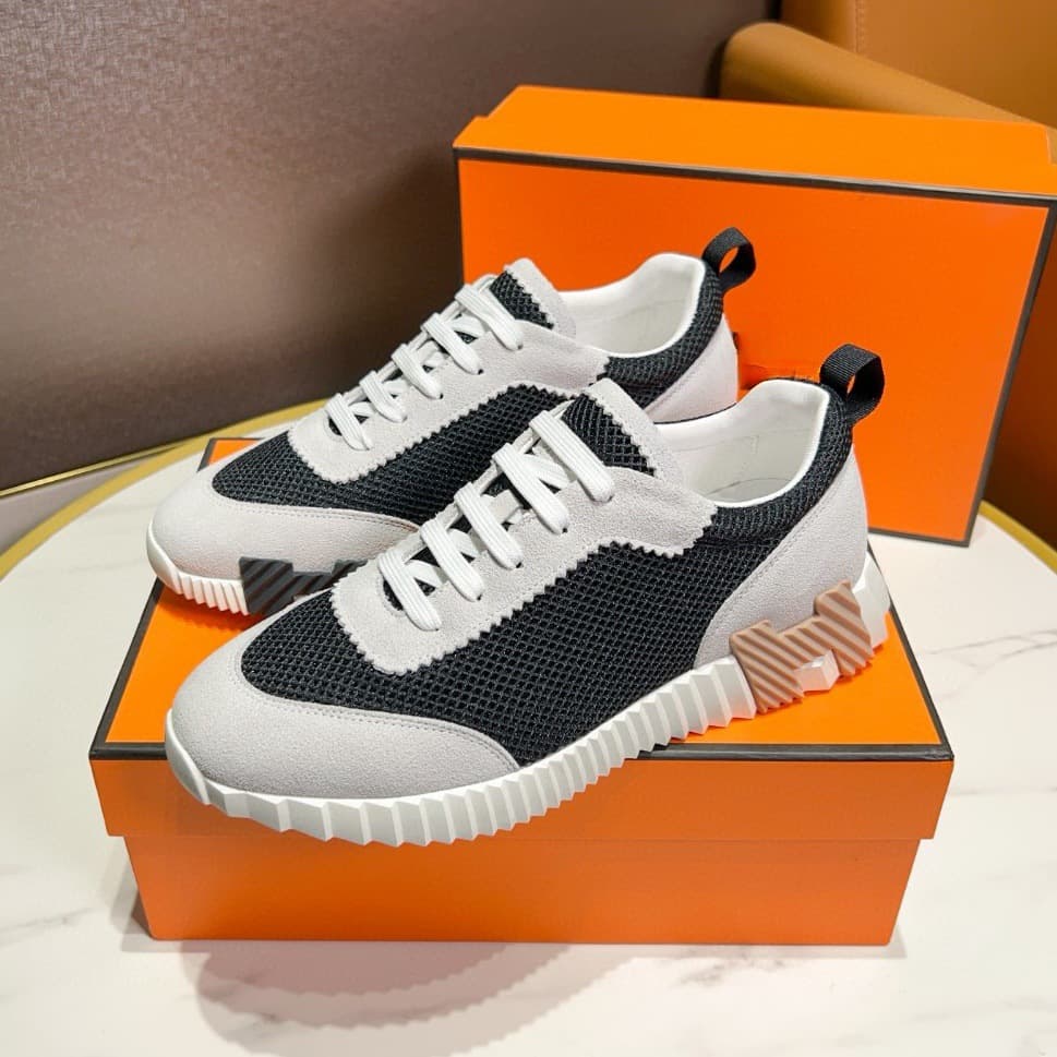 Baskets décontractées de marque H pour couple, chaussures de course respirantes, confortables et à lacets, en cuir véritable et à blocs de coule