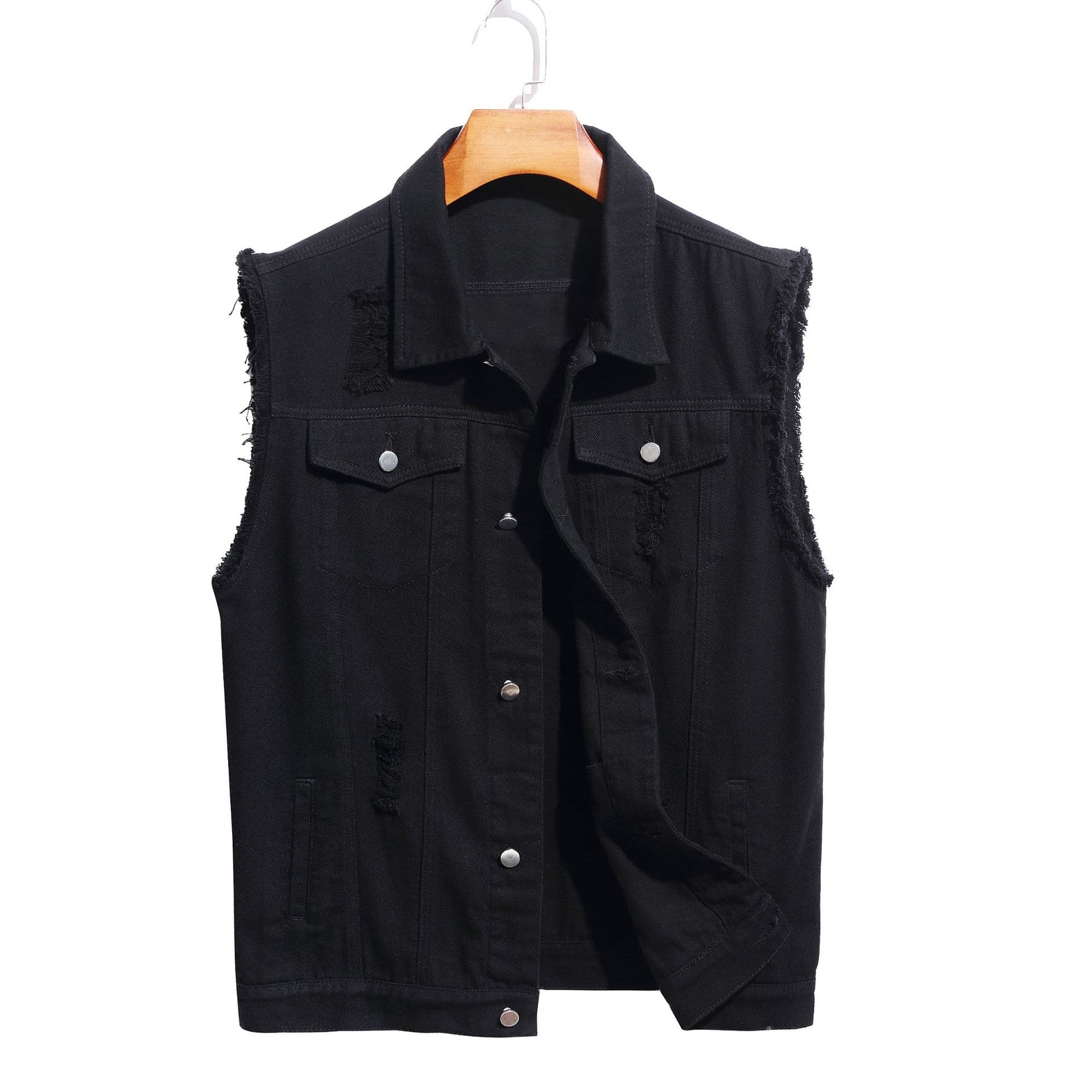 Men's Clothing Black Denim Jacket Spring And Autumn New Classic Fashion Trend Black Vest