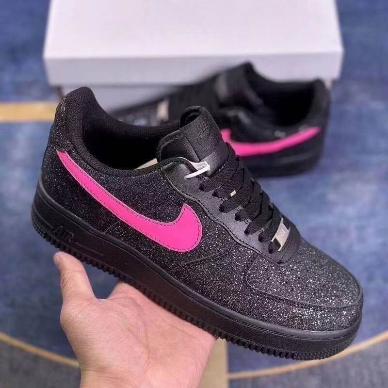 Baskets basses Nike AF1 Air Force One Starry noires et blanches, unisexes, tendance été, chaussures de sport décontractées et polyvalentes pour c