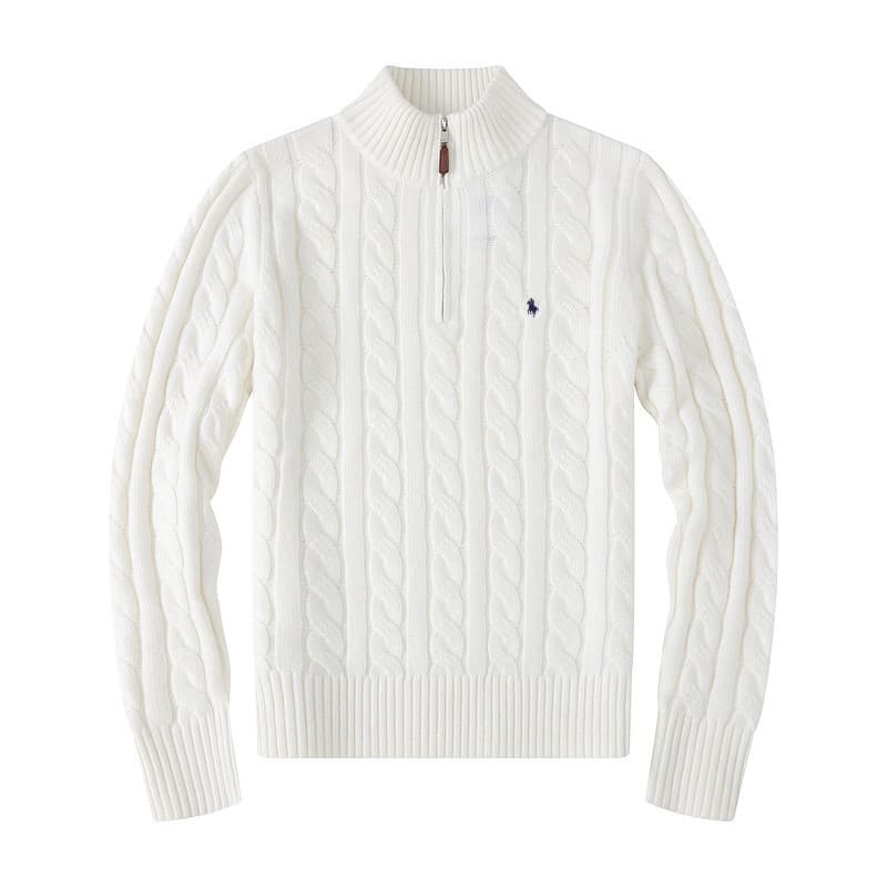 Pull d'hiver à fermeture éclair Pull en tricot torsadé Pull en laine décontracté Pull épais et chaud